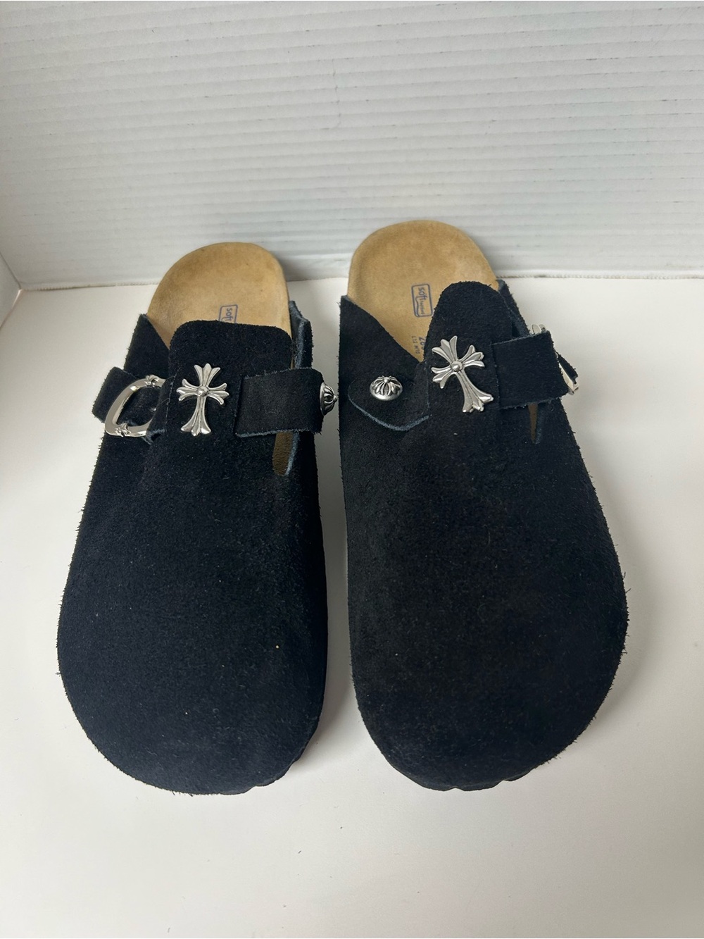 RARE Chrome Hearts x Birkenstock Boston Suede Clogs Black Size 43 US Men 10 NEW